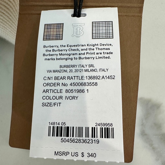 Burberry Baby Thomas Bear Rattle - Picture 6 of 10